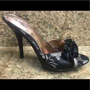 Size 6 Carlos Santana heels. Black/gray lace.
